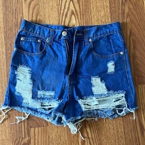 Signature Denim High Rise Blue Jean Shorts